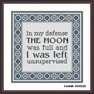 In my defence funny meme quote cross stitch design PDF chart