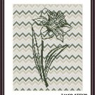 Beige zig zag lily flower cross stitch floral embroidery design