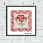 Art nouveau cute red flower cross stitch ornament embroidery pattern