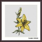 Yellow lily flower easy cross stitch embroidery pattern