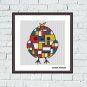 Abstract chicken cute animals Mondrian easy cross stitch embroidery