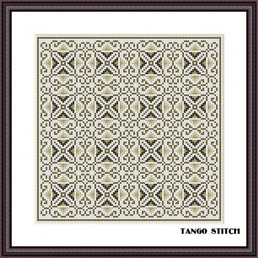 Easy beige vintage ornament cross stitch pattern