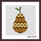 Pear aztec ornament easy kitchen cross stitch embroidery