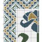 Blue vintage Art Nouveau flower ornament cross stitch embroidery pattern