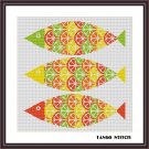 Cute citrus ornament fish simple cross stitch embroidery pattern