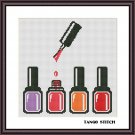 Cute nail polish set easy cross stitch embroidery pattern