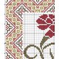 Carnation red flower Art Nouveau vintage cross stitch pattern
