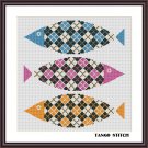 Tartan ornament fish cute animals cross stitch embroidery pattern