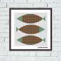 Gold ornament fish easy cross stitch cute animals embroidery pattern