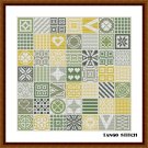 Green yellow modern ornaments sampler easy cross stitch pattern