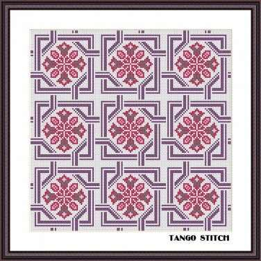 Violet modern Celtic ornaments easy cross stitch pattern