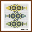 Cute tartan ornament Scottish fish easy cross stitch hand embroidery