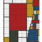 Wine glass bottle glass Mondrian abstract easy cross stitch needlecraft