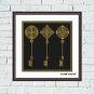 Vintage gold key easy cross stitch needlepoint design