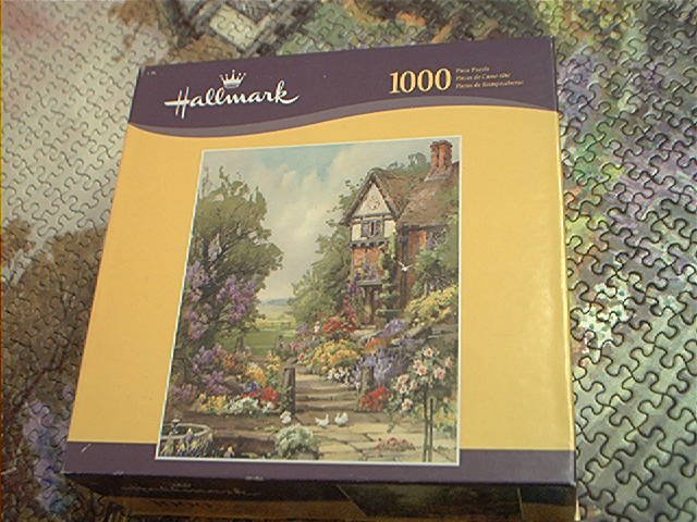 HALLMARK 1000 PC JIGSAW PUZZLE ~PEACEFUL PLACE~COTTAGE-GARDEN~COMPLETE