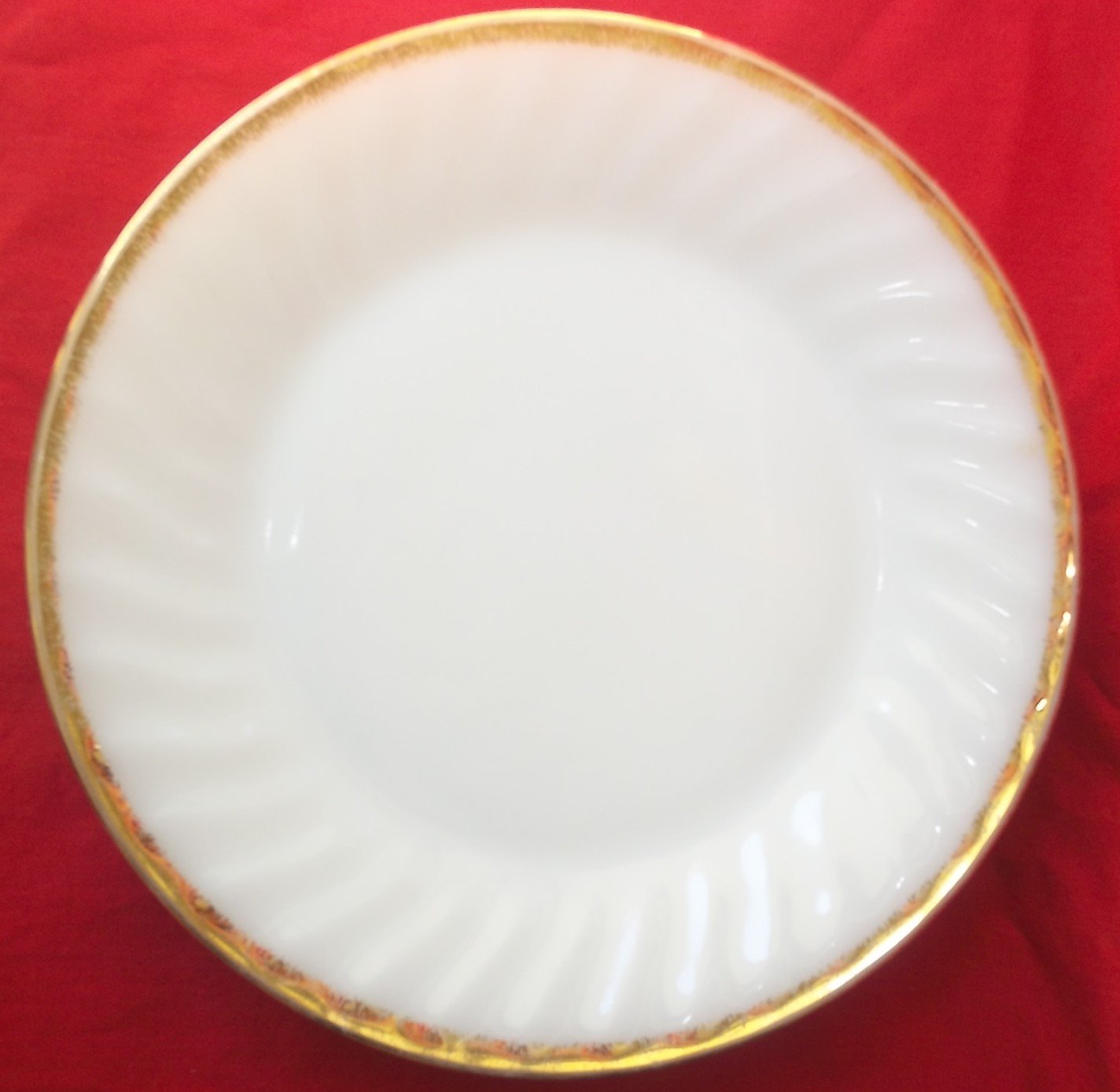 VINTAGE FIRE KING GLASS GOLDEN ANNIVERSARY SWIRL DINNER PLATES Set of 6