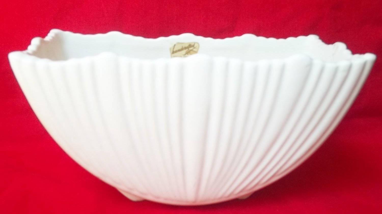 VINTAGE TERRACE CERAMICS HANDCRAFTED WHITE MATTE MID CENTURY PLANTER