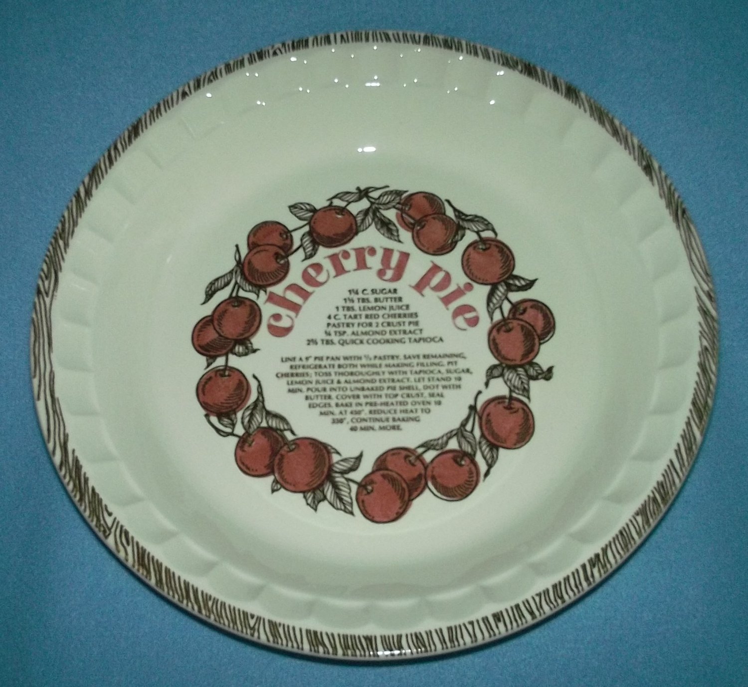 CHERRY PIE RECIPE DEEP DISH PIE PLATE USA POTTERY