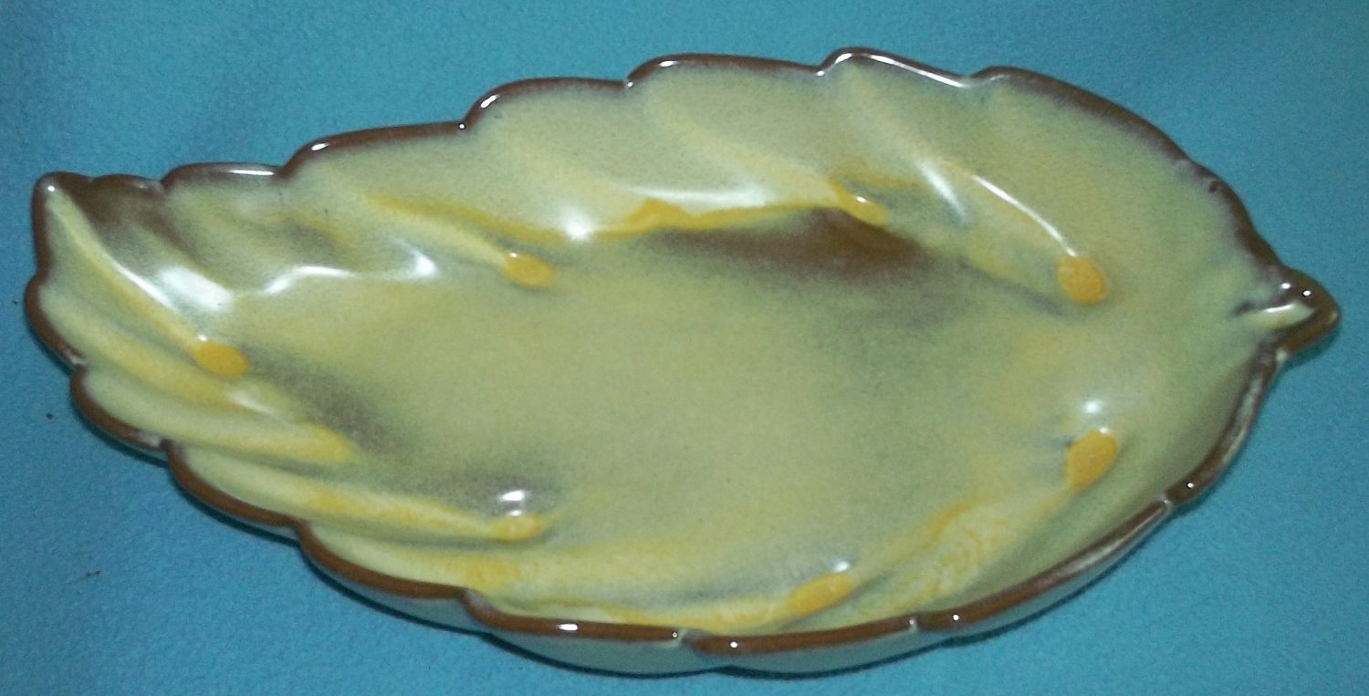 Vintage FRANKOMA POTTERY PlainsmanGold LEAF Footed Serving Dish 226