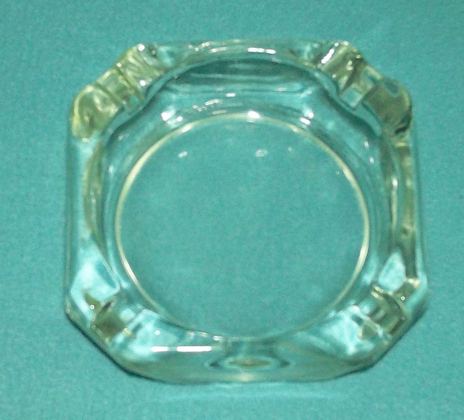CLEAR GLASS Ashtray SQUARE Vintage Plain MID CENTURY