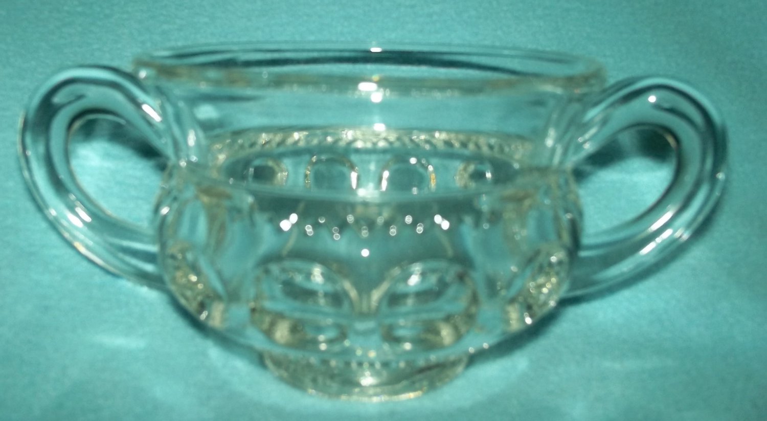 INDIANA GLASS Kings Crown Thumbprint SUGAR BOWL Glass Vintage
