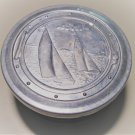 Vintage COLLAPSIBLE ALUMINUM TRAVEL CUP Made in USA Sailboats Sailing