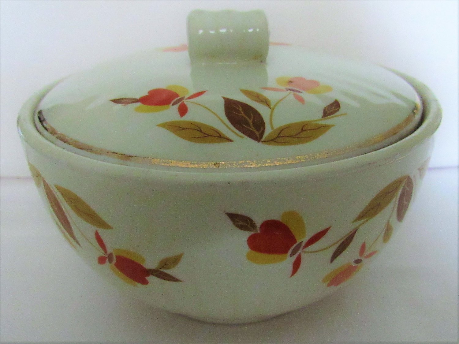 Vintage HALL AUTUMN LEAF JEWEL TEA Sugar Bowl 30s40s Mary Dunbar