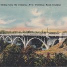 Vintage GERVAIS ST BRIDGE, CONGAREE RIVER COLUMBIA SC Postcard LINEN