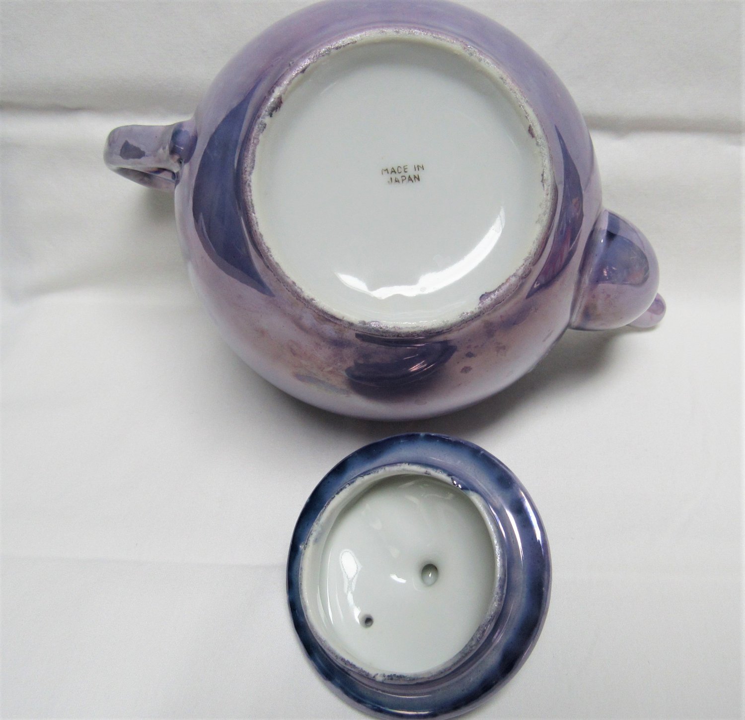Vintage JAPAN LUSTERWARE TEAPOT Violet Lavender Color With Lid