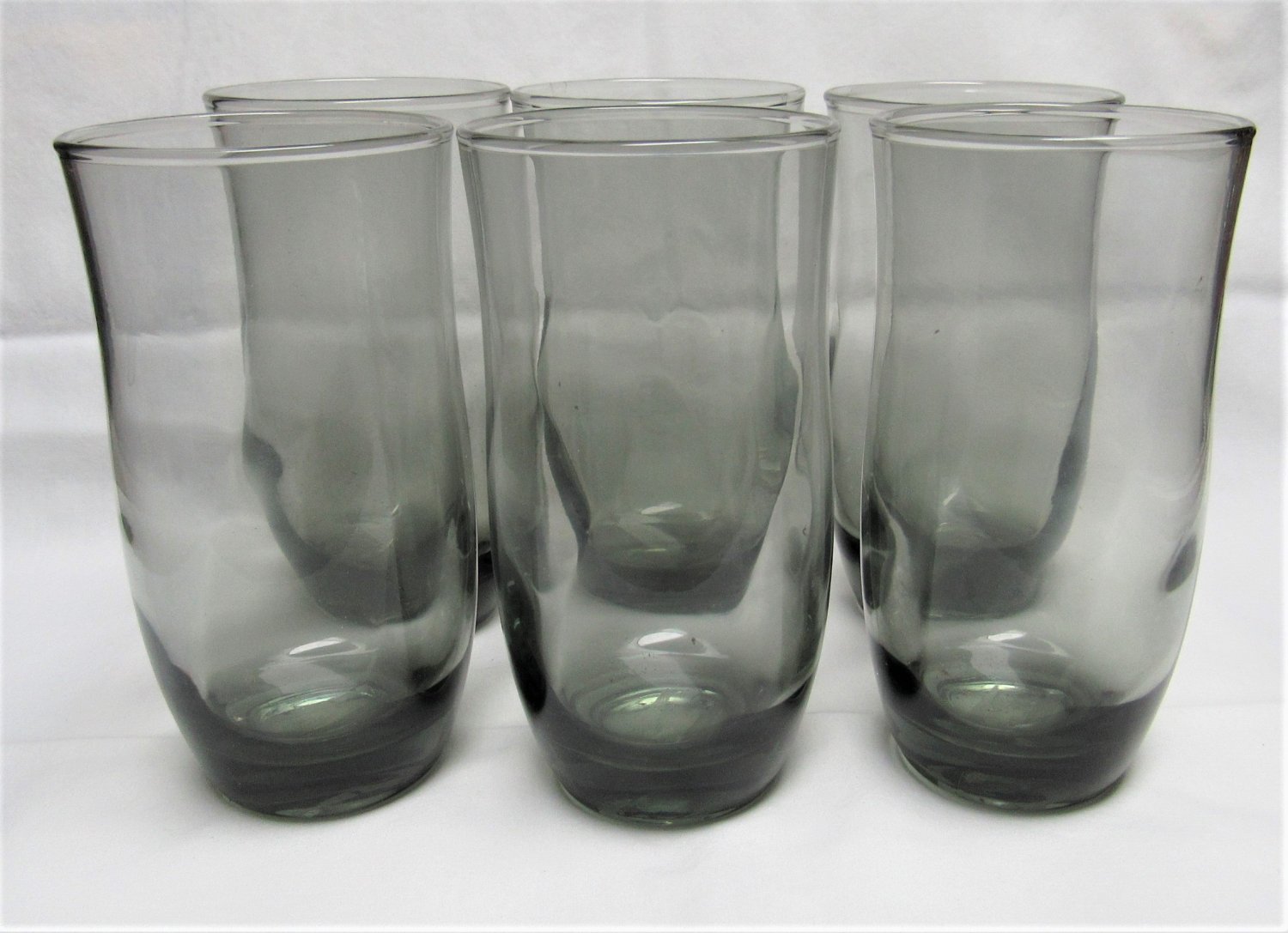 Vintage DUZ DETERGENT Smoky Gray Drinking GLASS Set of 6 Elegant
