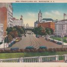 Vintage PENNSYLVANIA AVE, WASHINGTON D.C. Postcard Linen Color Flags
