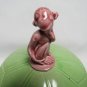 Vintage GERMAN TRINKET POWDER VANITY BOX Pink Monkey Pottery Green/Pink