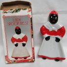 Black Americana LADY SPOON REST Red/White Dress CERAMIC VINTAGE In Box