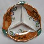 Vintage JAPAN LUSTER WARE 3 SECTION DIVIDED Tab DISH Red Mark MIJ Flowers LUSTREWARE