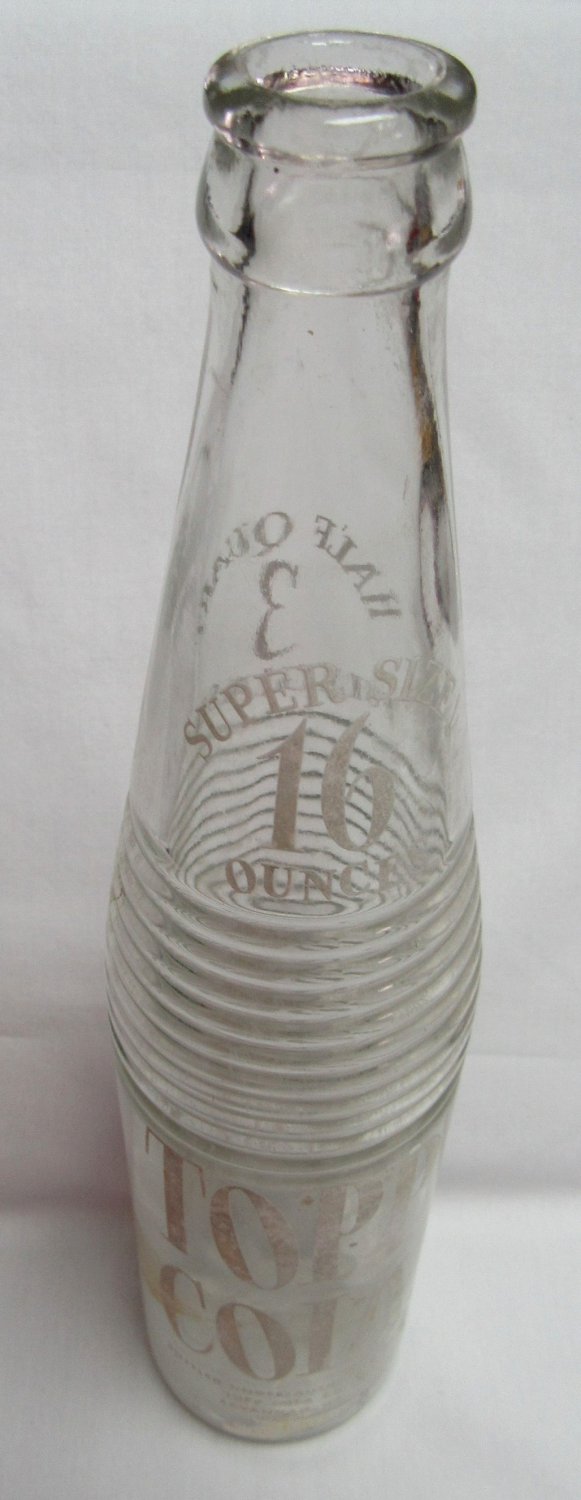 Vintage TOPP COLA Glass BOTTLE Half Quart 16 oz. Soda Savannah GA