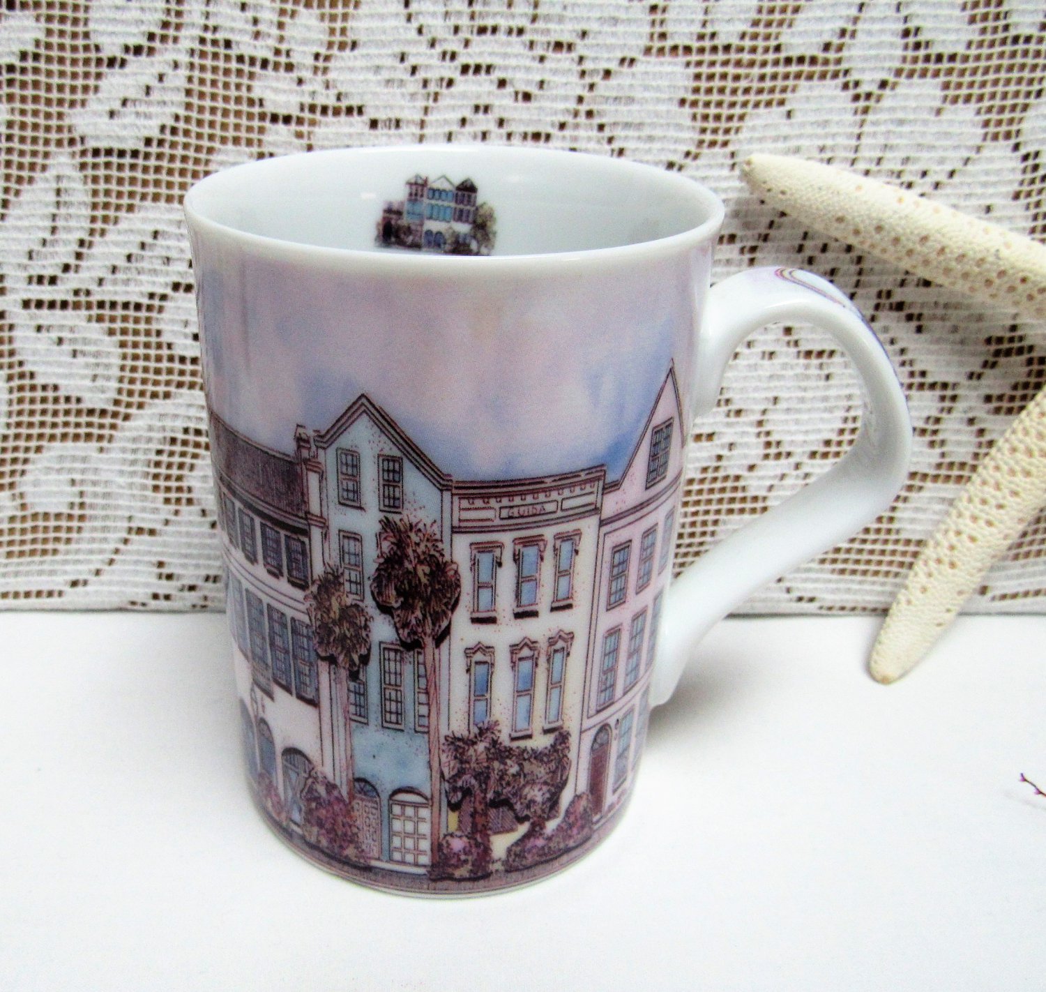 Lovely Vintage CHARLESTON SC RAINBOW ROW Mug Patsy Gullett Design ...