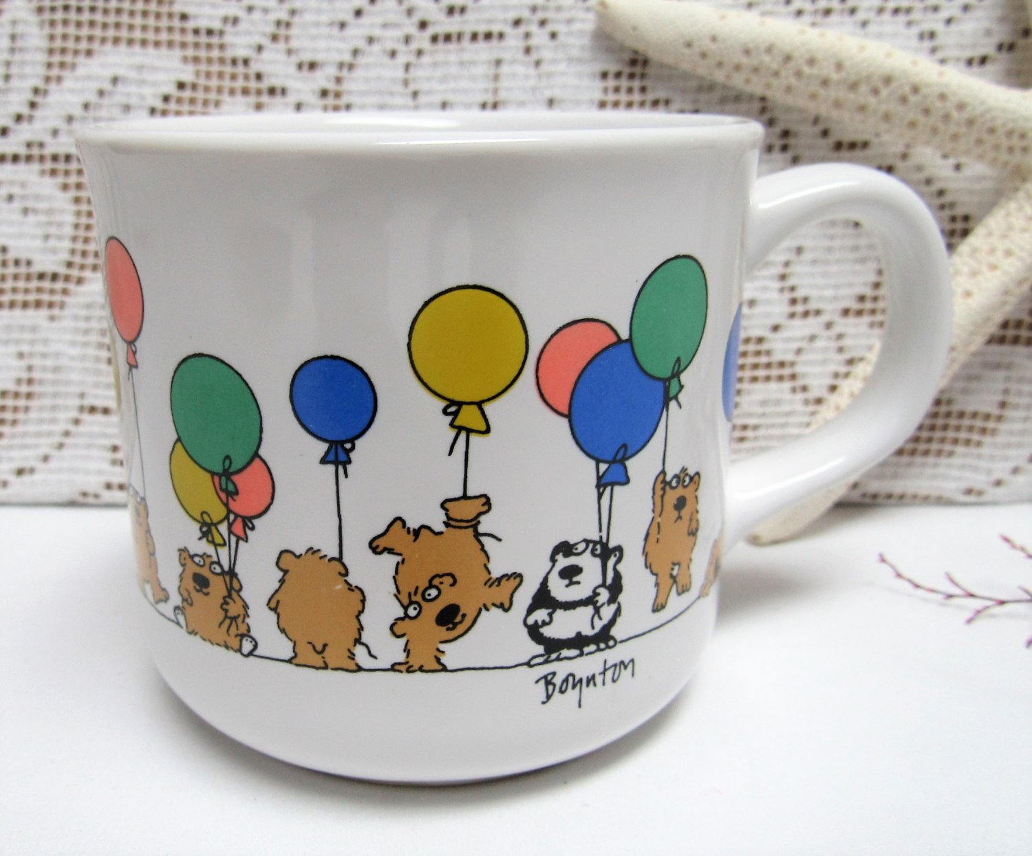 Vintage SANDRA BOYNTON Bears and Balloons Mug Made in Japan Birthday