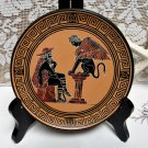 Vintage GREECE SOUVENIR PLATE Red Clay Oedipus and the Sphinx GREEK Folk Art