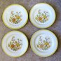 Vintage HOMER LAUGHLIN Yellow Orange Flower DINNER PLATES Set of 4 1970s Lovely