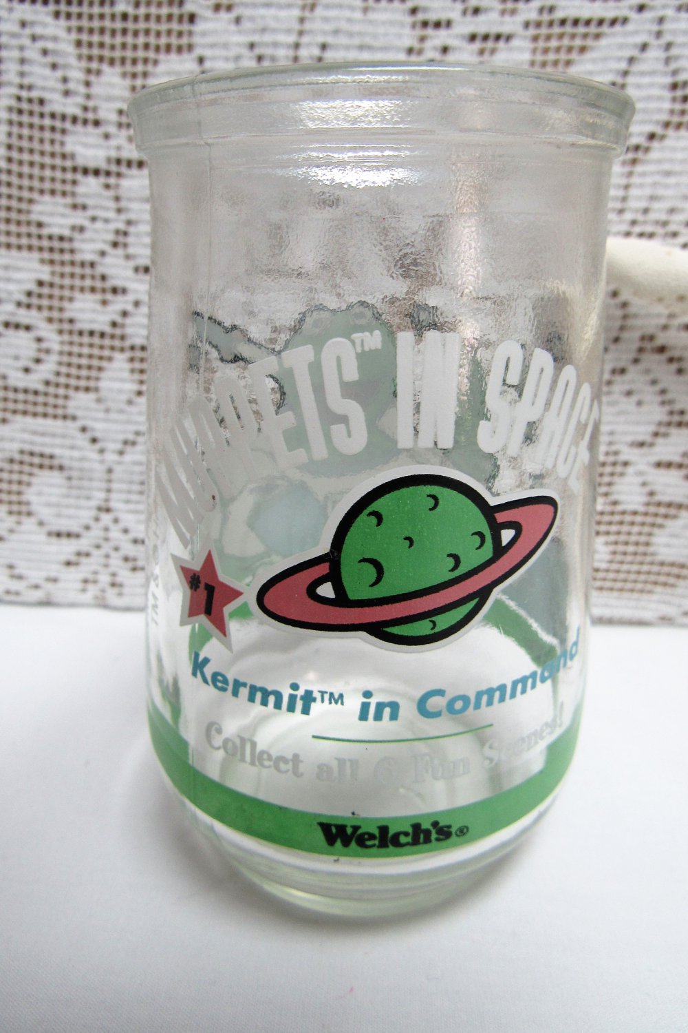 Vintage WELCH'S JAM JELLY JUICE Collector Glass MUPPETS IN SPACE 1 Kermit the Frog 1998