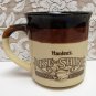 Vintage HARDEE'S RISE and SHINE Advertising Coffee MUG 1989 Brown Beige Homemade Biscuits