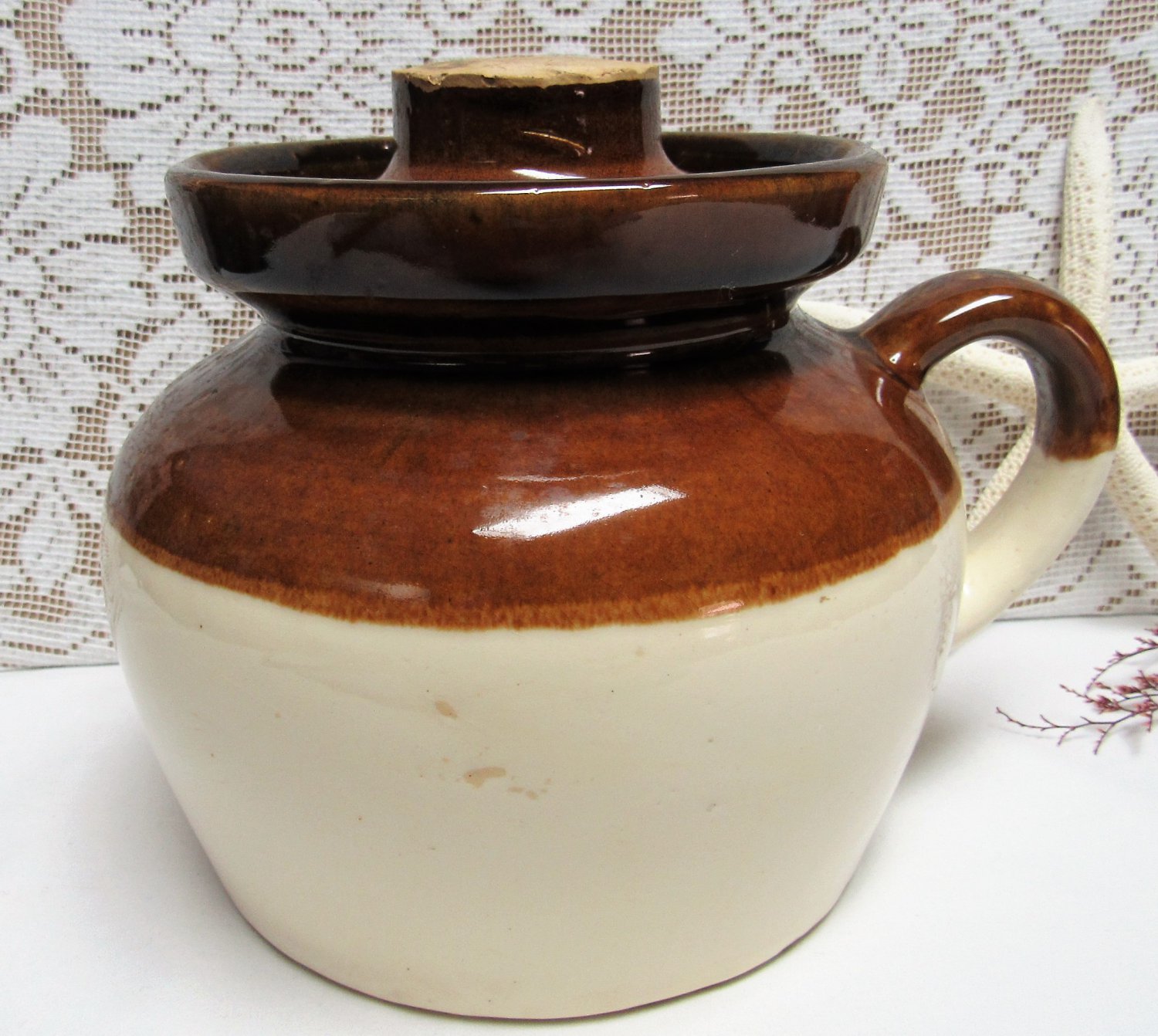 Vintage ROBINSON RANSBOTTOM STONEWARE POTTERY Bean Pot Cookie Jar Country Farmhouse RRP
