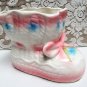 Sweet Vintage BABY SHOE PLANTER Relpo Porcelain Made in Japan 1960s Blue Pink
