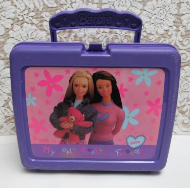 Vintage BARBIE AND FRIEND Plastic LUNCH BOX 1998 Thermos Purple