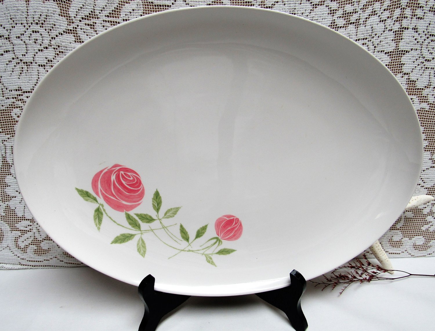 Vintage FRANCISCAN POTTERY Pink A Dilly Platter Whitestone Ware