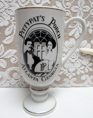 Irish Coffee Mug, Milk Glass, Gold Rim With Pedestal, Tall Footed
