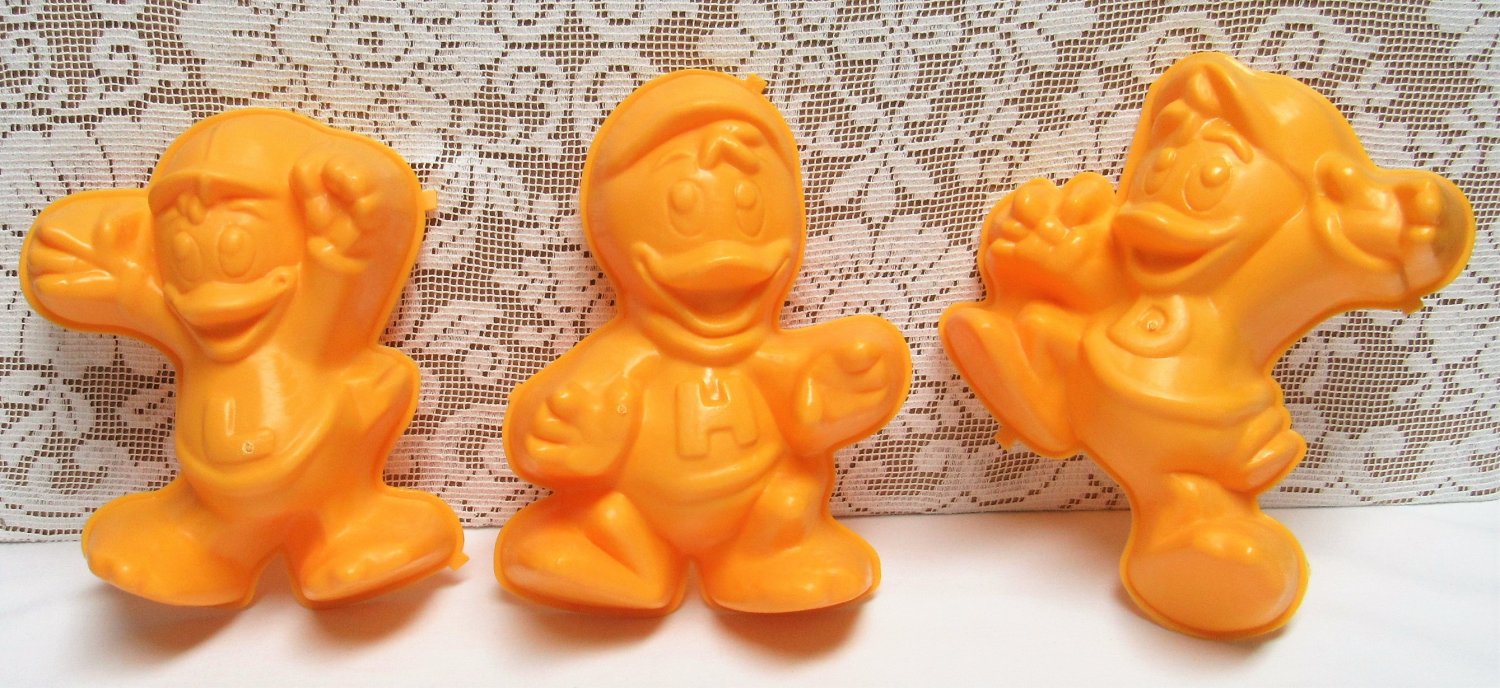 Vintage Walt Disney HUEY DUEY LOUIE Duck Tales JELLO MOLDS Set of 3 1989