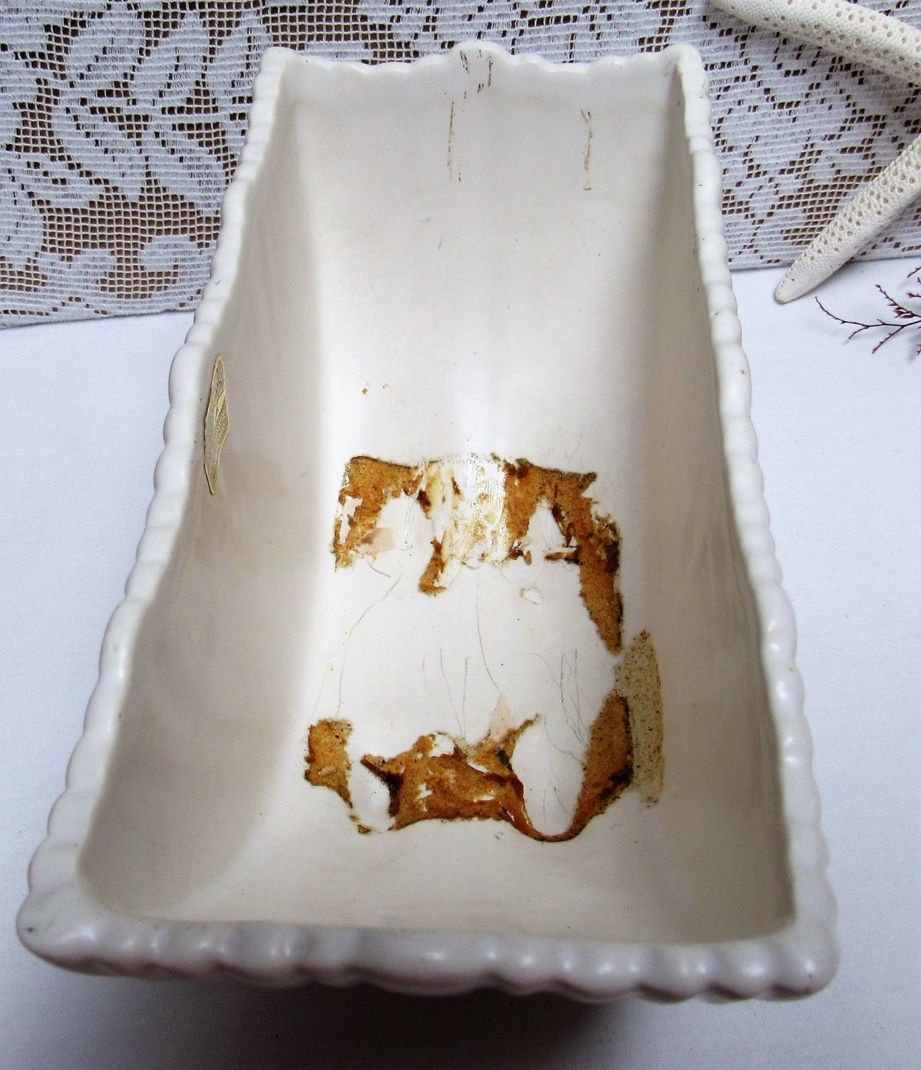 Vintage TERRACE CERAMICS White Garden Planter MCM Made in USA Patrician Ware