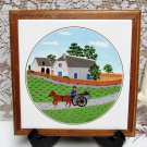 Vintage VILLEROY & BOCH Design Naif Framed Tile FOLK ART Laplau Charming Folk Farmer