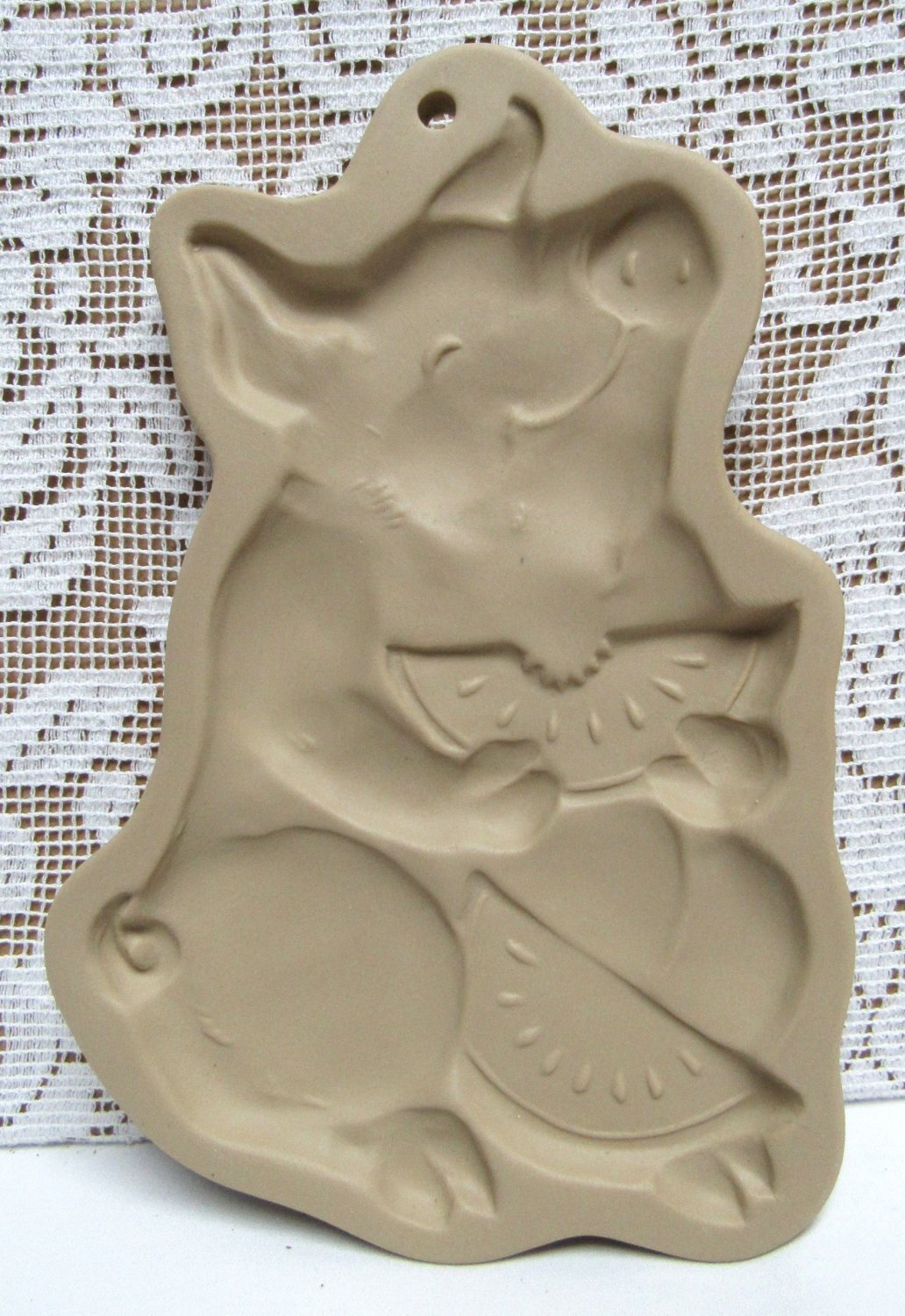Vintage BROWN BAG Cookie Mold Press 1992 PIG WITH WATERMELON